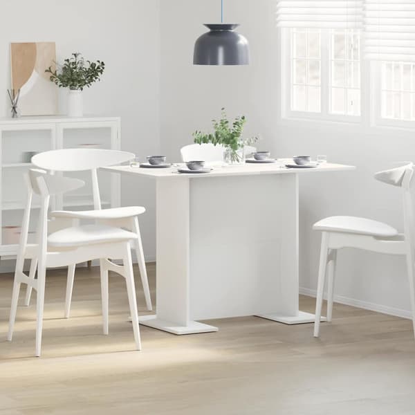 Matbord 110 x 60 x 75 cm Konstruerat trä Vit Rektangulär