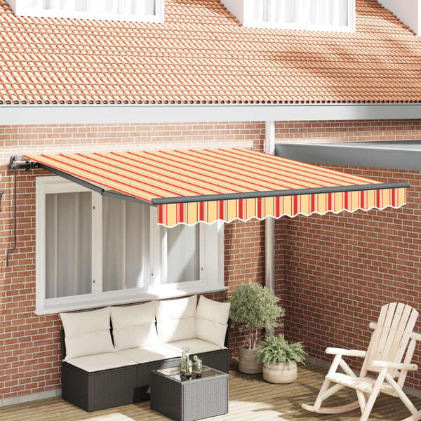 Utfällbar markis Gul och Orange 350 x 250 cm Polyester och Stål