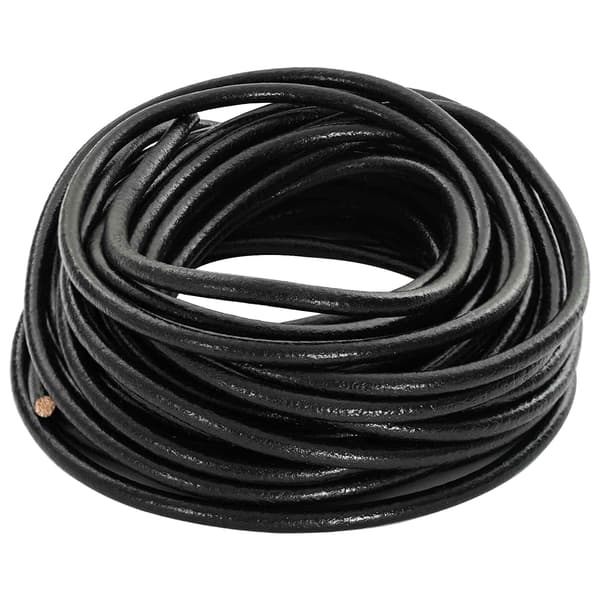 Läder Snöre Svart Ø5 mm x 10 m Skinn