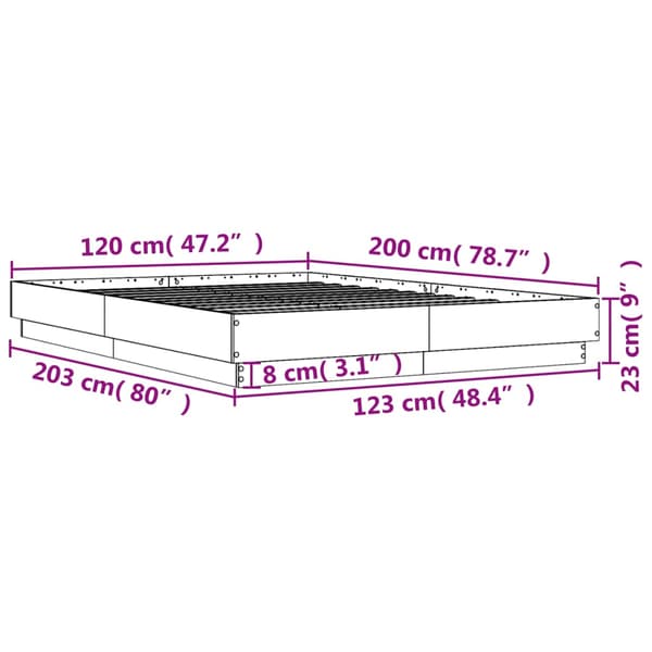 Sängram vit 120x200 cm konstruerat trä