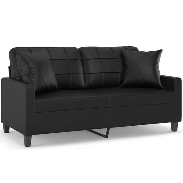 2-sits soffa med prydnadskuddar svart 140 cm konstläder