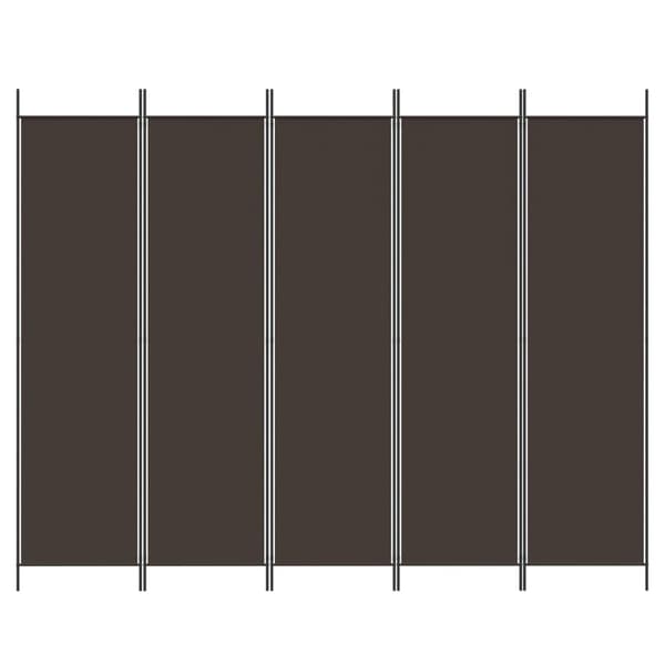 Rumsavdelare 5 paneler brun 250x200 cm tyg