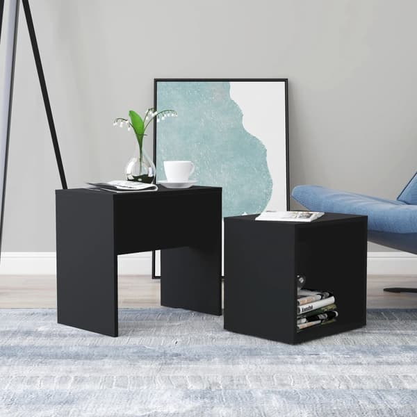 Soffbord set svart 48x30x45 cm konstruerat trä
