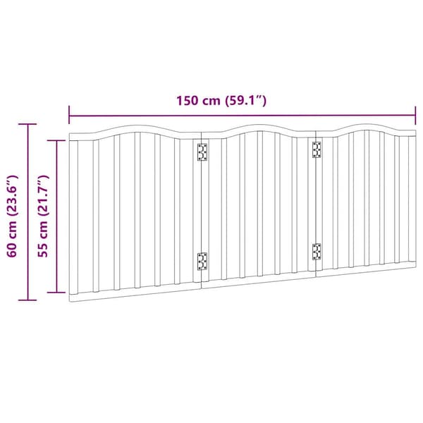 Hundgrind hopfällbar 3 paneler vit 150 cm poppel