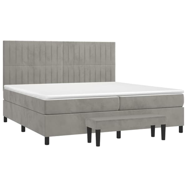 Ramsäng med madrass ljusgrå 200x200 cm sammet