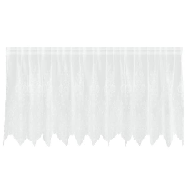 Spetsgardin med gardiner Blommor Vit 100 x 300 cm Polyester
