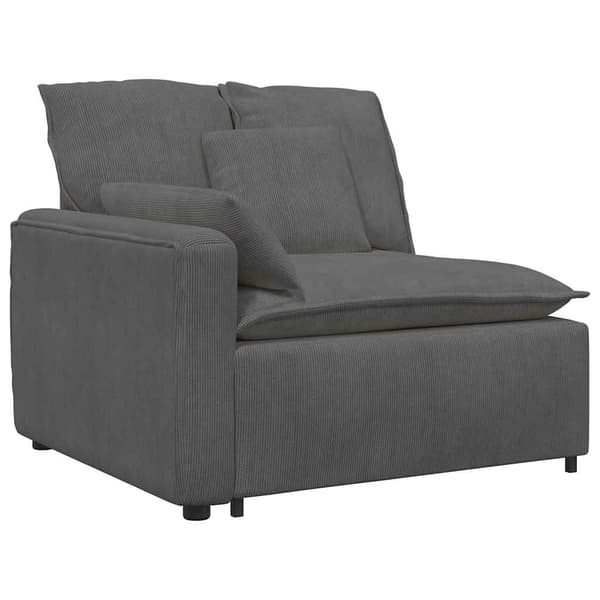 Modulär soffa armstödsändmodul med dynor mörkgrå 100 cm