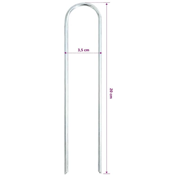 Markpinne U-format 25 st 20x3,5 cm galvaniserat stål