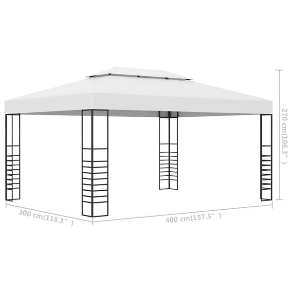 Paviljong pulverlackerat stål 4x3x2,7 m vit