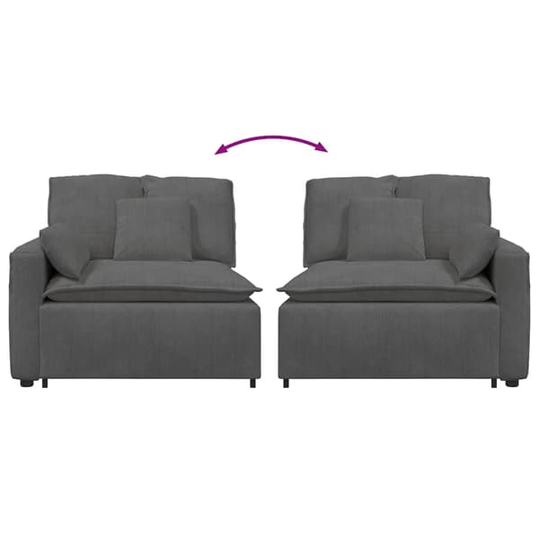 Modulär soffa armstödsändmodul med dynor mörkgrå 100 cm