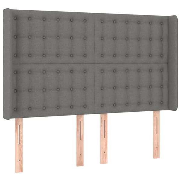 Ramsäng med madrass & LED mörkgrå 140x190 cm tyg