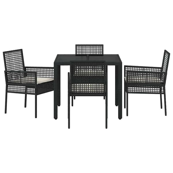 Trädgårdsmöbelset 5 pcs Svart konstrotting