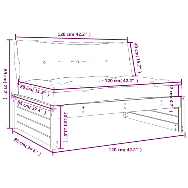 Mittensoffa 120x80 cm impregnerad furu