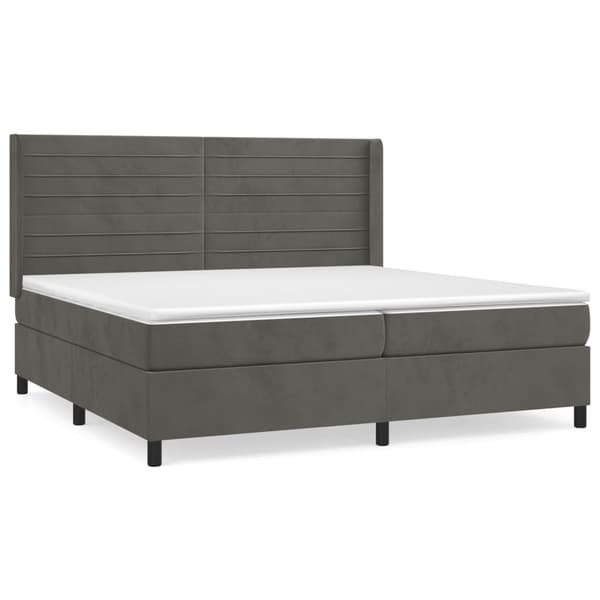 Ramsäng med madrass mörkgrå 200x200 cm sammet