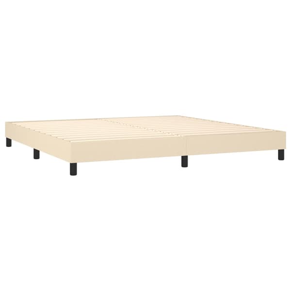 Boxspring-sängram gräddvit 200x200 cm tyg