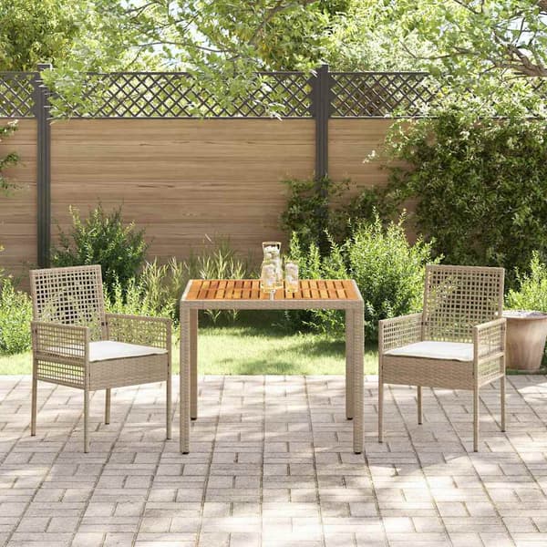 Trädgårdsmöbelset 3 pcs Beige konstrotting
