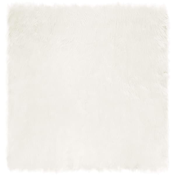 Fuskfäll matta TAFALLA Vit 120 x 120 cm Polyester