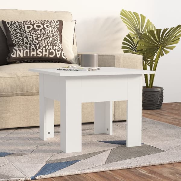 Soffbord vit 55x55x42 cm konstruerat trä