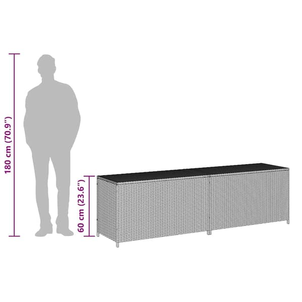 Dynbox konstrotting 200x50x60 cm grå