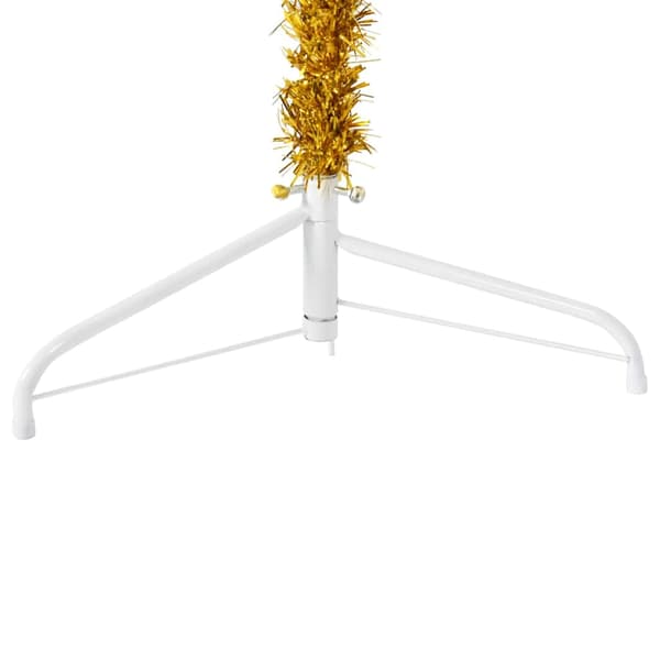 Smal halv plastgran med stativ guld 210 cm