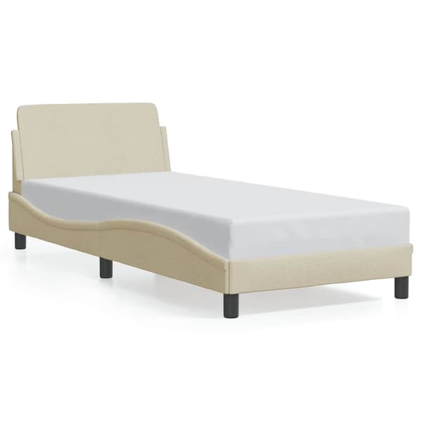 Bed Frame with Headboard "Dover" Cream 80x200 cm Fabric