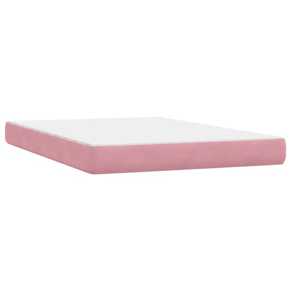 Ramsäng med madrass rosa 160x210 cm sammet
