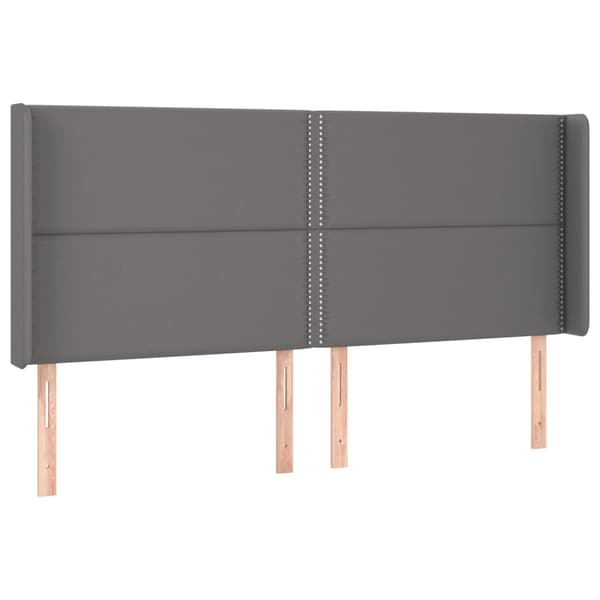 Ramsäng med madrass & LED grå 200x200 cm konstläder
