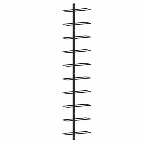 Väggmonterat vinställ för 10 flaskor svart metall
