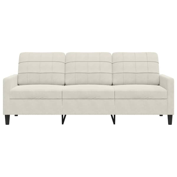 3-sitssoffa gräddvit 180 cm sammet