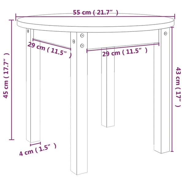 Soffbord grå Ø 55x45 cm massivt furu