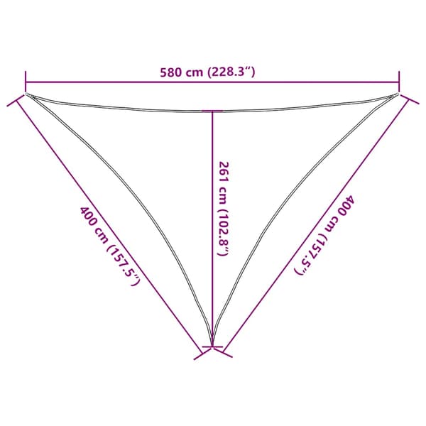 Solsegel 160 g/m² triangulär sand 4x4x5,8 m HDPE