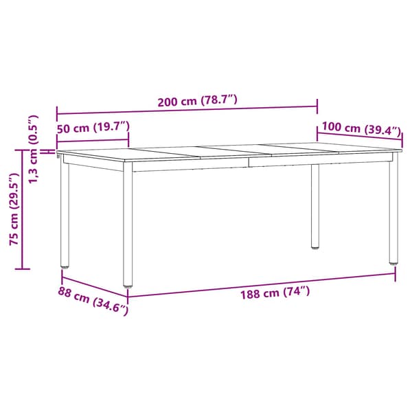 Matbord 2 pcs 200 x 100 x 75 cm Konstruerat trä