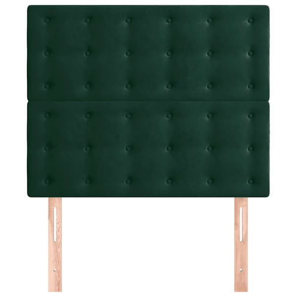 Sänggavel mörkgrön 100x5x118/128 cm sammet