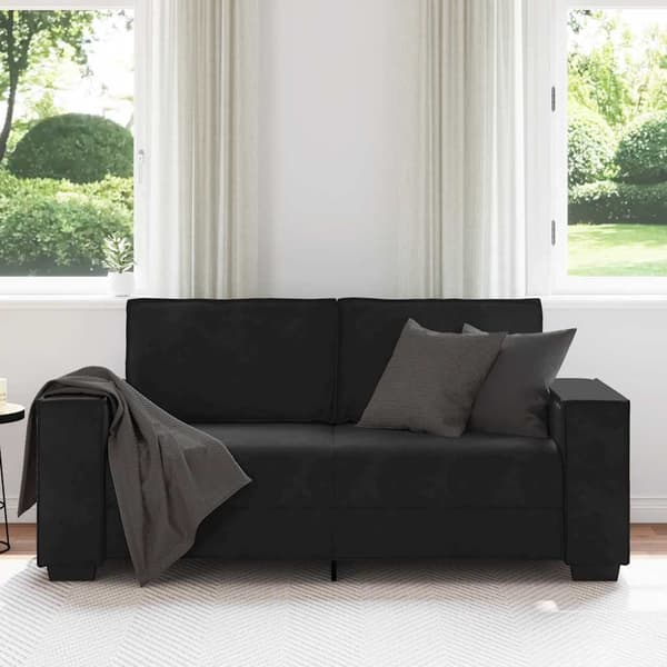 Soffa 2-sits svart 180x78x84 cm sammet