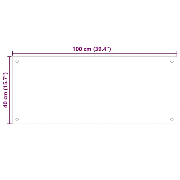 Stänkskydd transparent 100x40 cm härdat glas