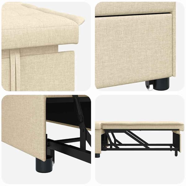 Pull Out Sofa Bed Kräm 194 x 50 x 82 cm tyg
