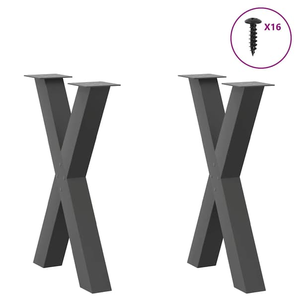 Matbordsben X-formade 2 st antracit 60x(72-73) cm stål