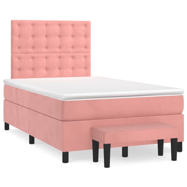 Ramsäng med madrass rosa 120x200 cm sammet