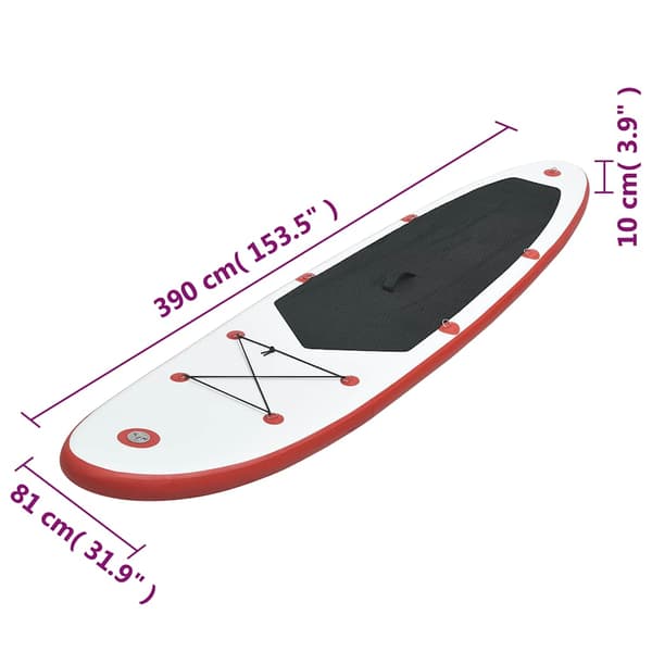 SUP surfingbräda uppblåsbar röd och vit