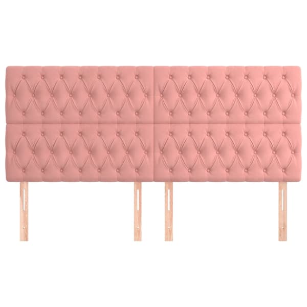 Sänggavel rosa 200x7x118/128 cm sammet