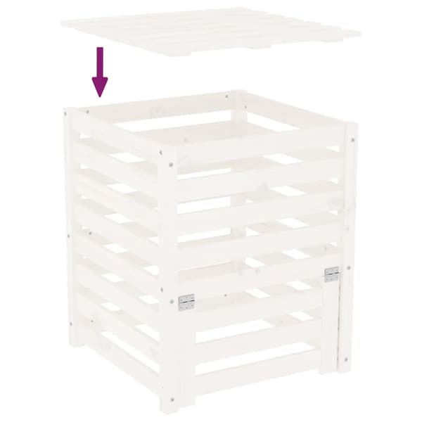 Kompostlåda vit 63,5x63,5x77,5 cm massiv furu
