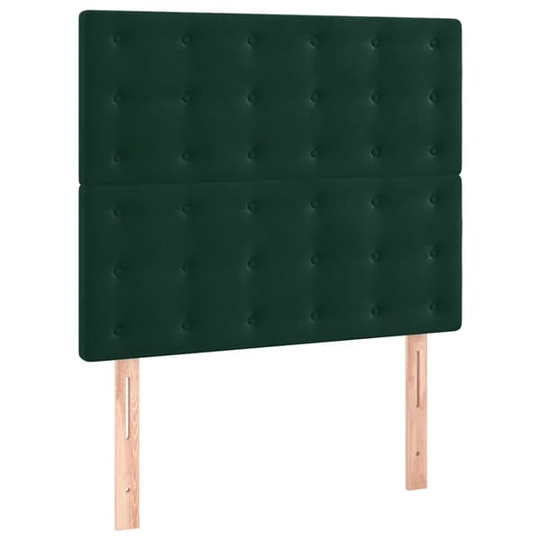 Ramsäng med madrass & LED mörkgrön 90x200 cm sammet