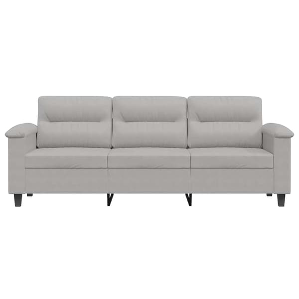 3-sitssoffa Ljusgrå 180 cm mikrofibertyg