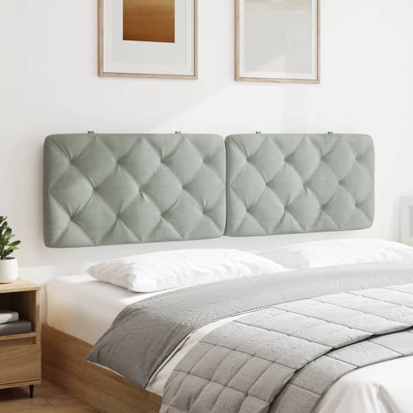 Headboard Cushion Light Grey 183 cm Velvet