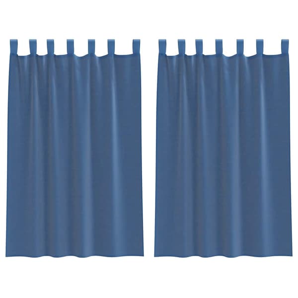 Voile gardiner med öglor 2 st kungsblå 140x175 cm