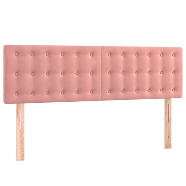 Sänggavel LED rosa 144x5x78/88 cm sammet