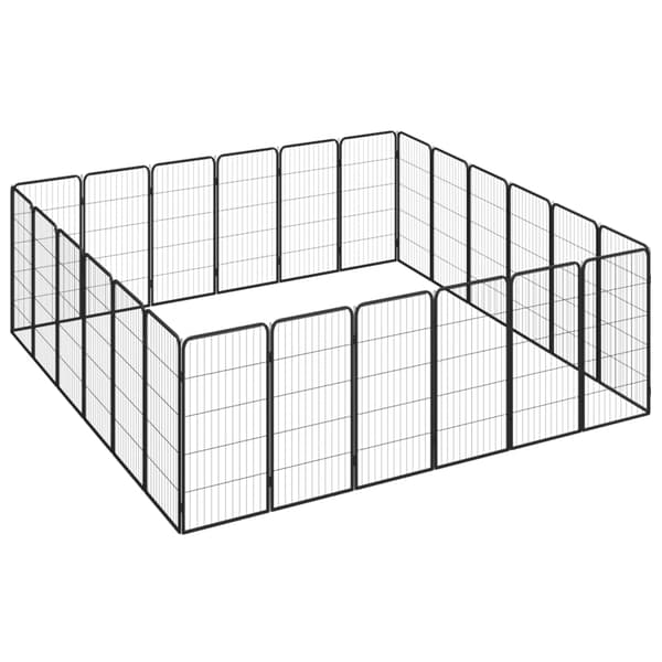Hundbur 24-paneler svart 50x100 cm pulverlackerat stål