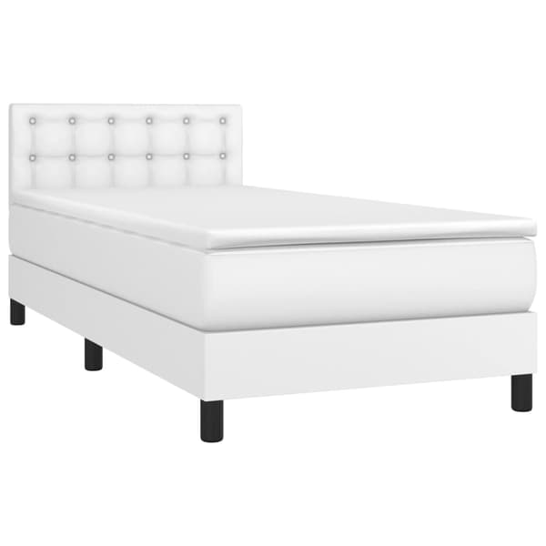 Ramsäng med madrass vit 90x200 cm konstläder