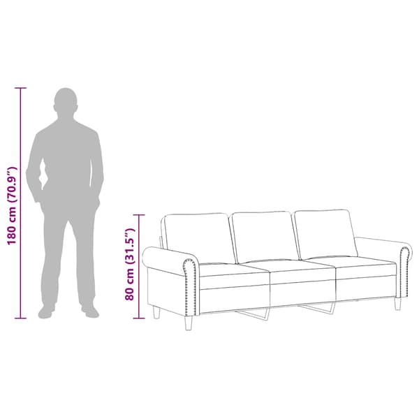 3-sitssoffa gräddvit 180 cm sammet