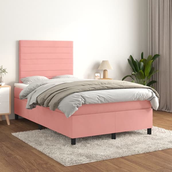Ramsäng med madrass rosa 120x190 cm sammet